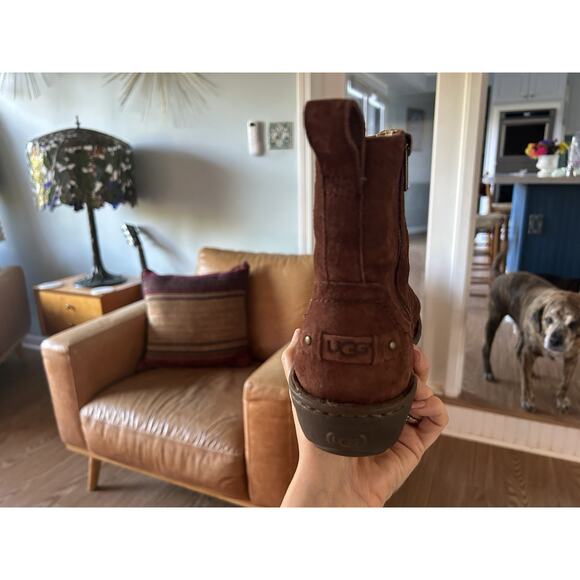 UGG Kesey Brown Suede Ankle Boots Size 7 - Picture 3 of 6
